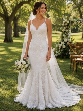 Women’s Lace Mermaid Wedding Dress in White